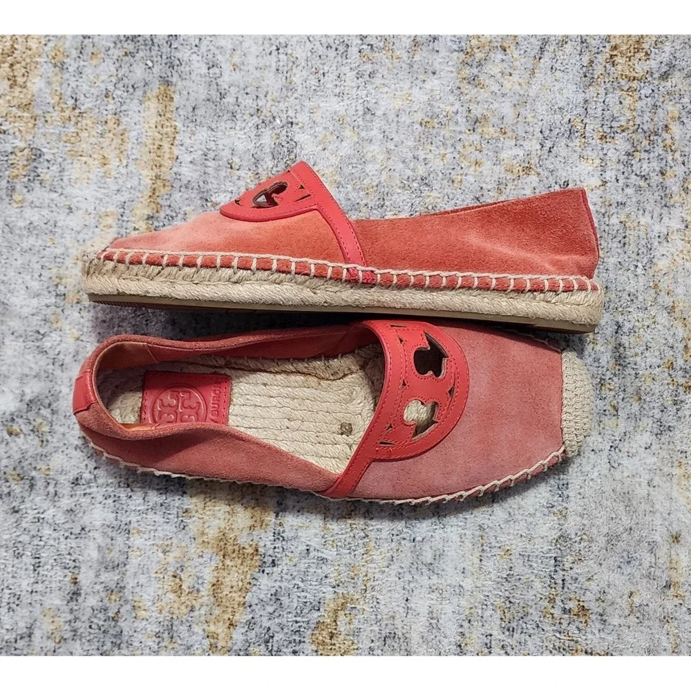 Tory Burch Women's Sidney Red Canyon Suede Espadrille Size 5